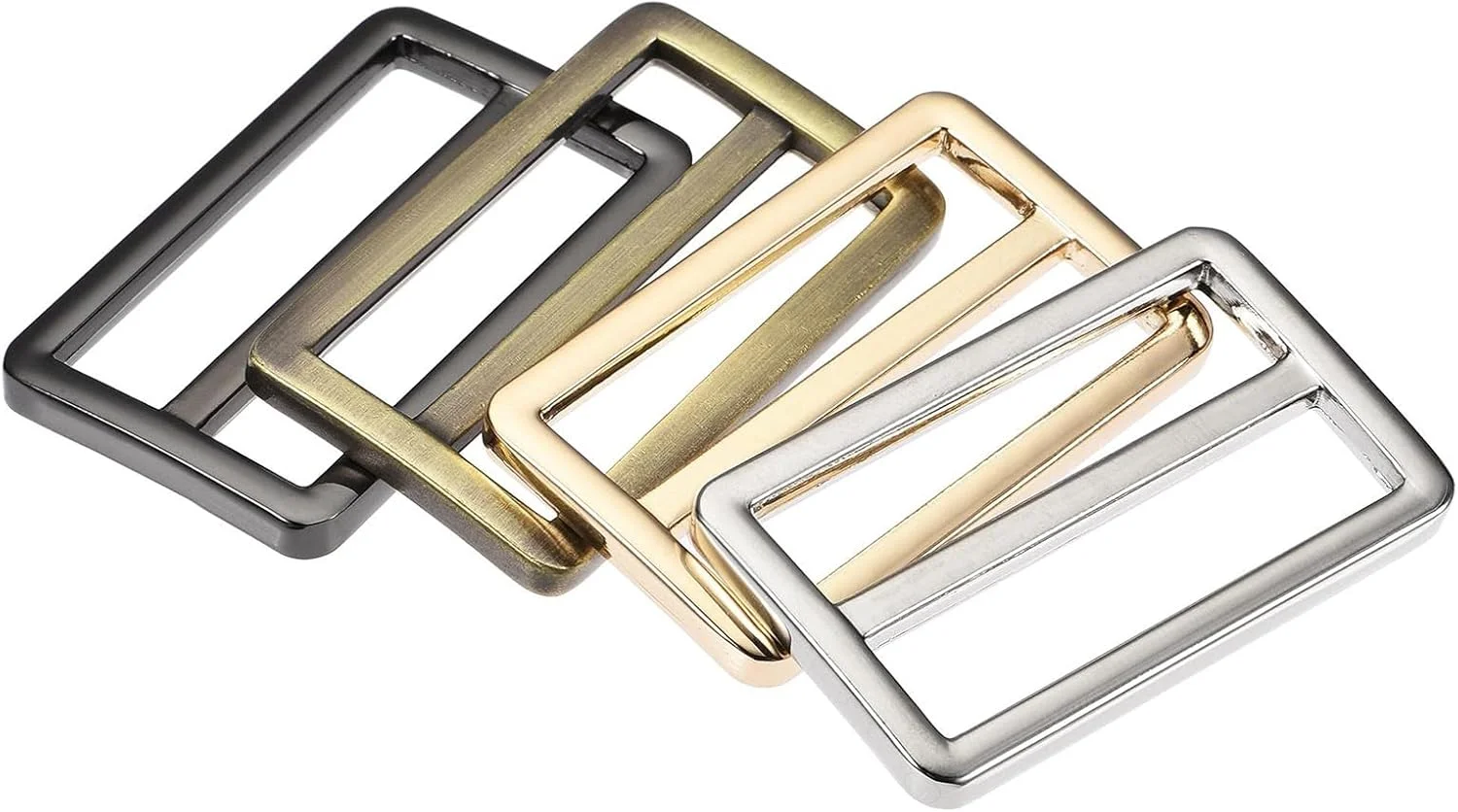 38.6mm(1.52") Flat Metal Slide Strap Adjustable Buckle 4 Colors 4pcs, Gold Tone, Bronze Tone, Silver Tone, Black, 46*27.7