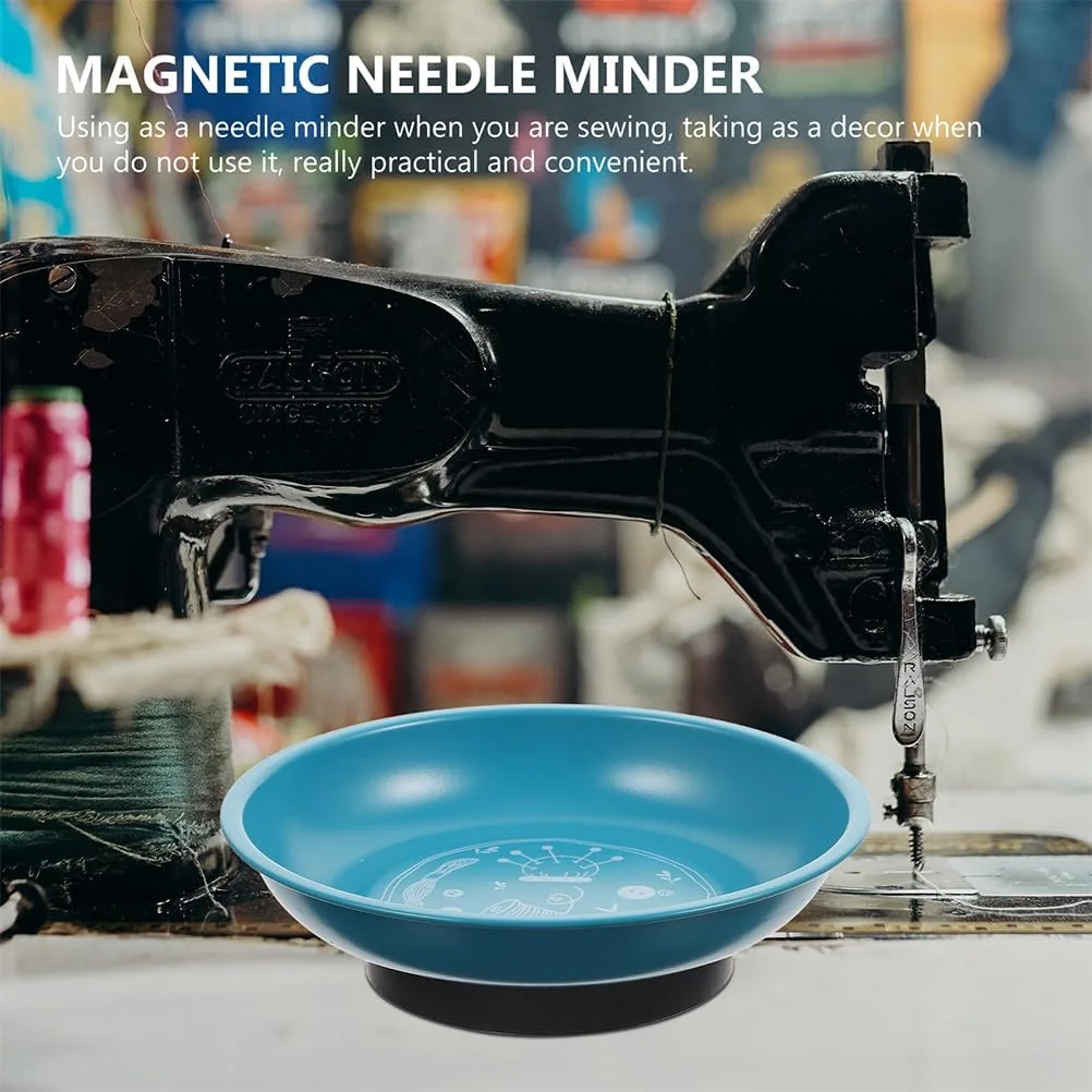 ست دو عددی ابزار خیاطی کاسه مغناطیسی نگهداری سوزن و سینی ذخیره سازی - نگهدارنده مغناطیسی سوزن برای لوازم خیاطی - نگهدارنده مغناطیسی سوزن راحت - آبی + زرد