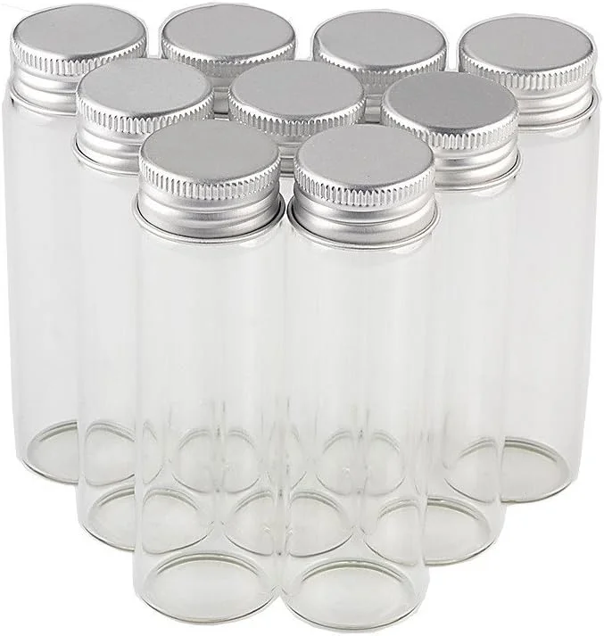 جار شیشه ای درب دار 50 میلی لیتری جارویالز، بطری شیشه ای با درب پیچی آلومینیومی نقره ای، مناسب نگهداری مایعات، مواد غذایی و هدیه، 12 عددی (12 عدد، 50 میلی لیتر - درب LU)