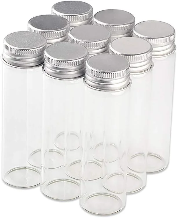 جار شیشه ای درب دار 50 میلی لیتری جارویالز، بطری شیشه ای با درب پیچی آلومینیومی نقره ای، مناسب نگهداری مایعات، مواد غذایی و هدیه، 12 عددی (12 عدد، 50 میلی لیتر - درب LU)