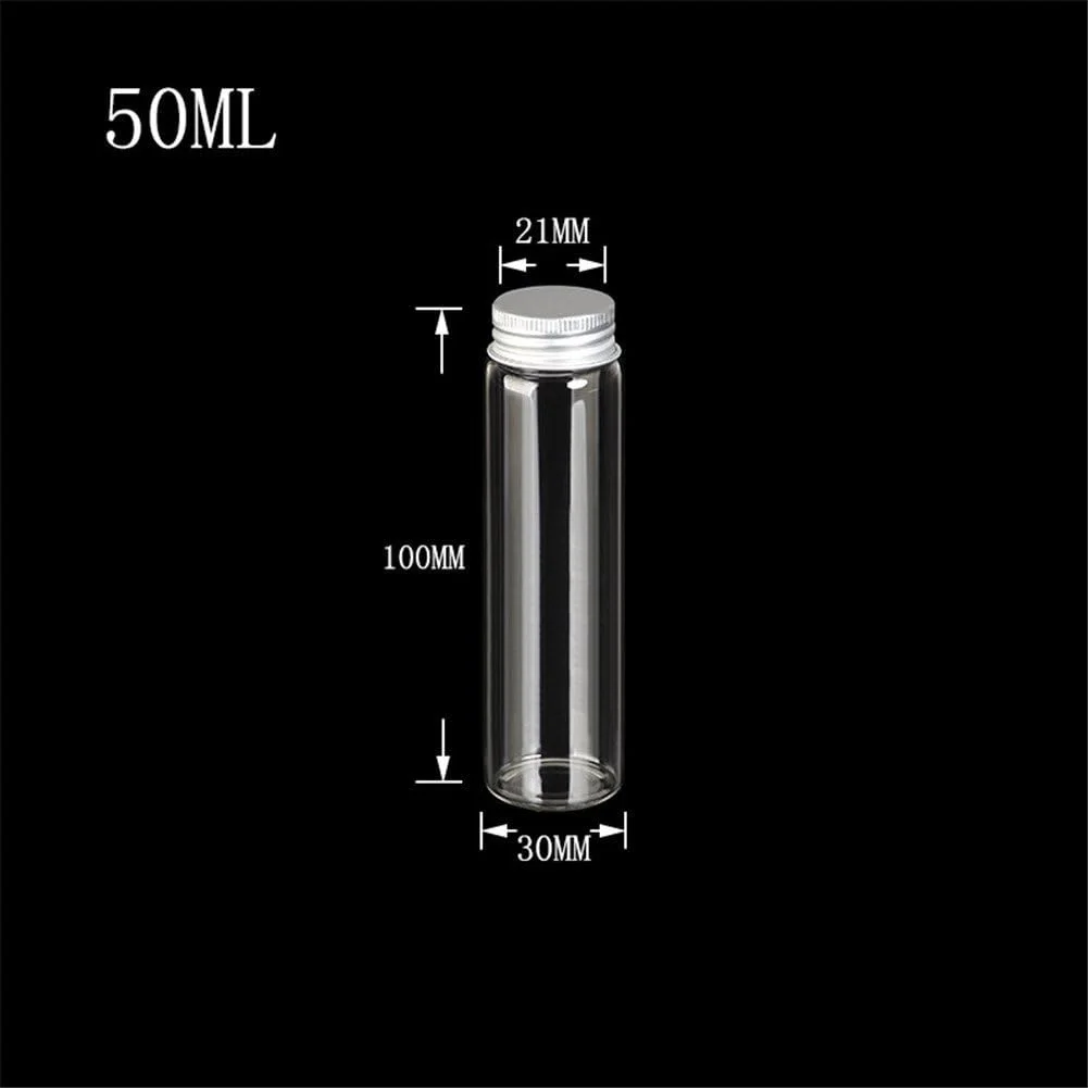 جار شیشه ای درب دار 50 میلی لیتری جارویالز، بطری شیشه ای با درب پیچی آلومینیومی نقره ای، مناسب نگهداری مایعات، مواد غذایی و هدیه، 12 عددی (12 عدد، 50 میلی لیتر - درب LU)