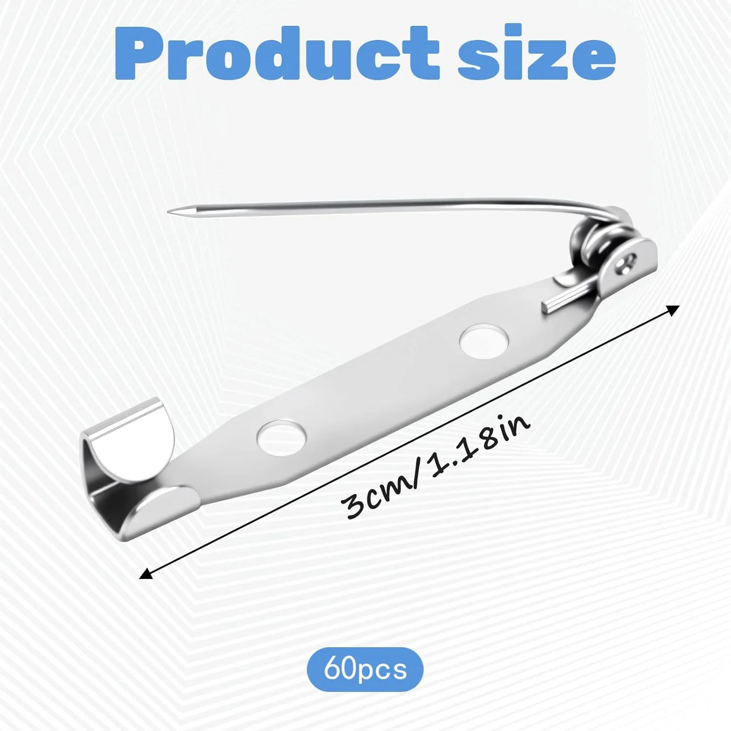 60 PCS Sliver Brooch Pin Back, Safety Double Hole Bar Pins Pin Boutonniere Clasp PinBack Pins Backings Boutonniere Supplies for Men Women Badge Name Tag DIY Jewelry Making Crafts