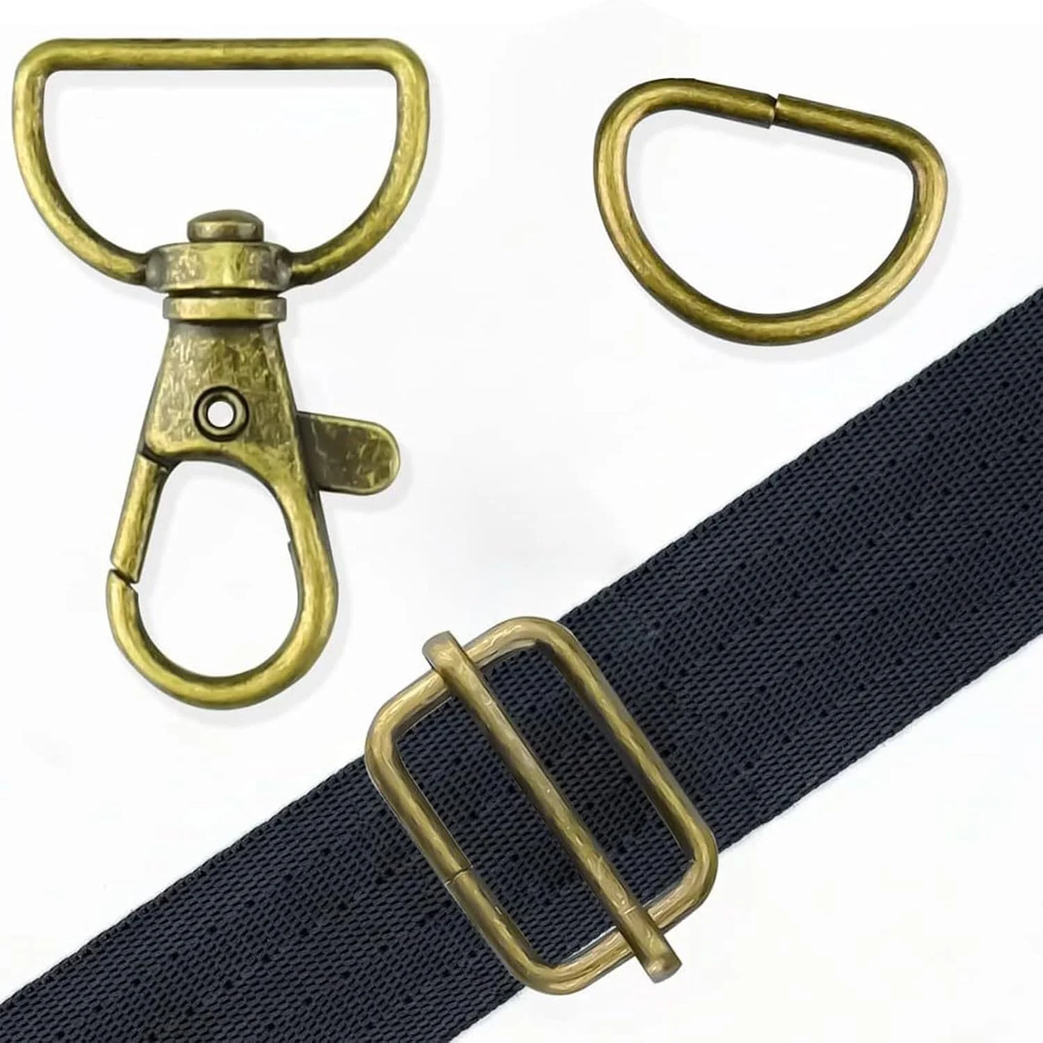 مجموعه 50 عددی قلاب چرخشی، حلقه های فلزی D، سگک های لغزنده Triglide برای کوله پشتی های صنایع دستی DIY، کیف دستی و کیف پول