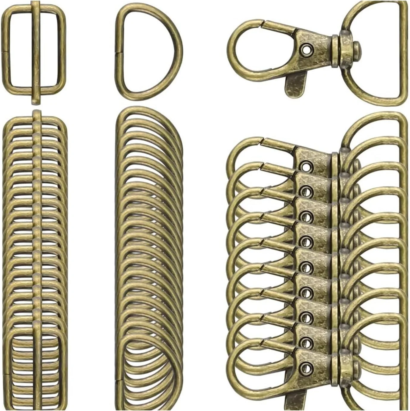 مجموعه 50 عددی قلاب چرخشی، حلقه های فلزی D، سگک های لغزنده Triglide برای کوله پشتی های صنایع دستی DIY، کیف دستی و کیف پول