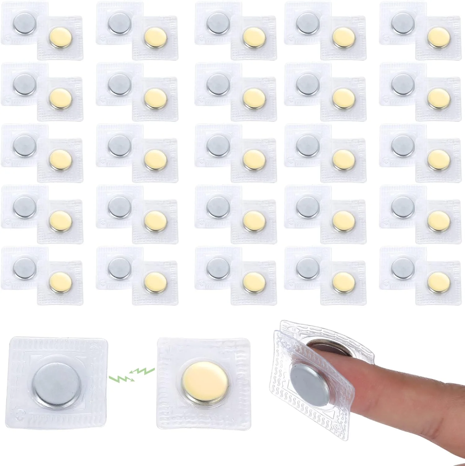 بسته 20 جفتی دکمه مخفی مگنتی Abeillo، بست نامرئی کیف، دکمه مگنتی دوختنی در PVC، بست مگنتی گرد لوازم جانبی خیاطی برای بستن لباس، کاردستی DIY