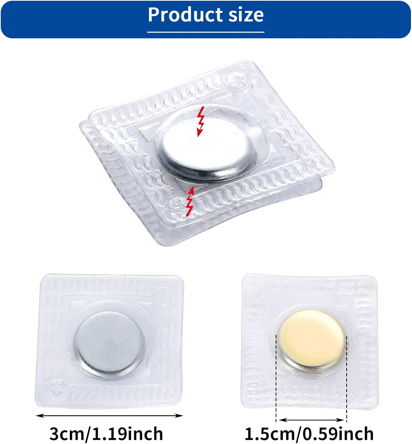 بسته 20 جفتی دکمه مخفی مگنتی Abeillo، بست نامرئی کیف، دکمه مگنتی دوختنی در PVC، بست مگنتی گرد لوازم جانبی خیاطی برای بستن لباس، کاردستی DIY