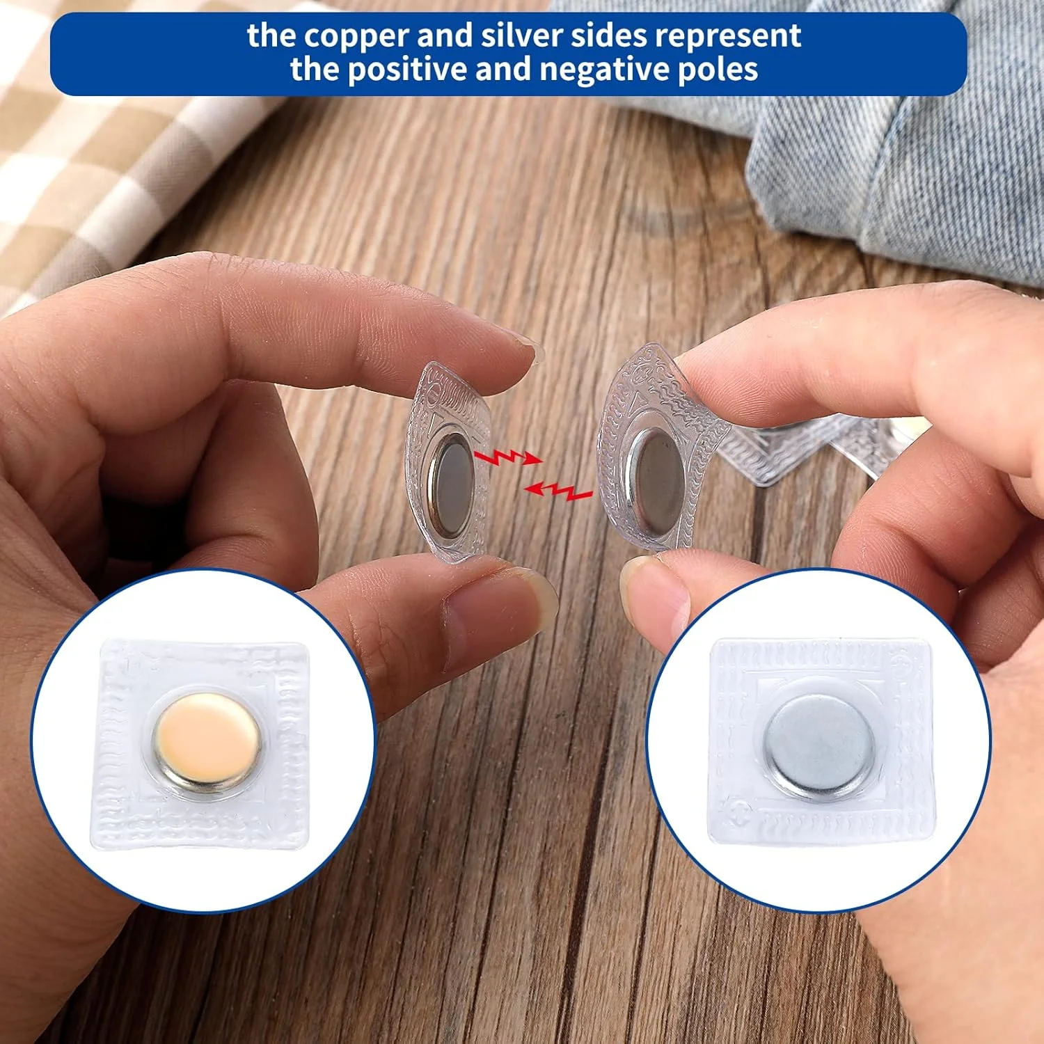 بسته 20 جفتی دکمه مخفی مگنتی Abeillo، بست نامرئی کیف، دکمه مگنتی دوختنی در PVC، بست مگنتی گرد لوازم جانبی خیاطی برای بستن لباس، کاردستی DIY