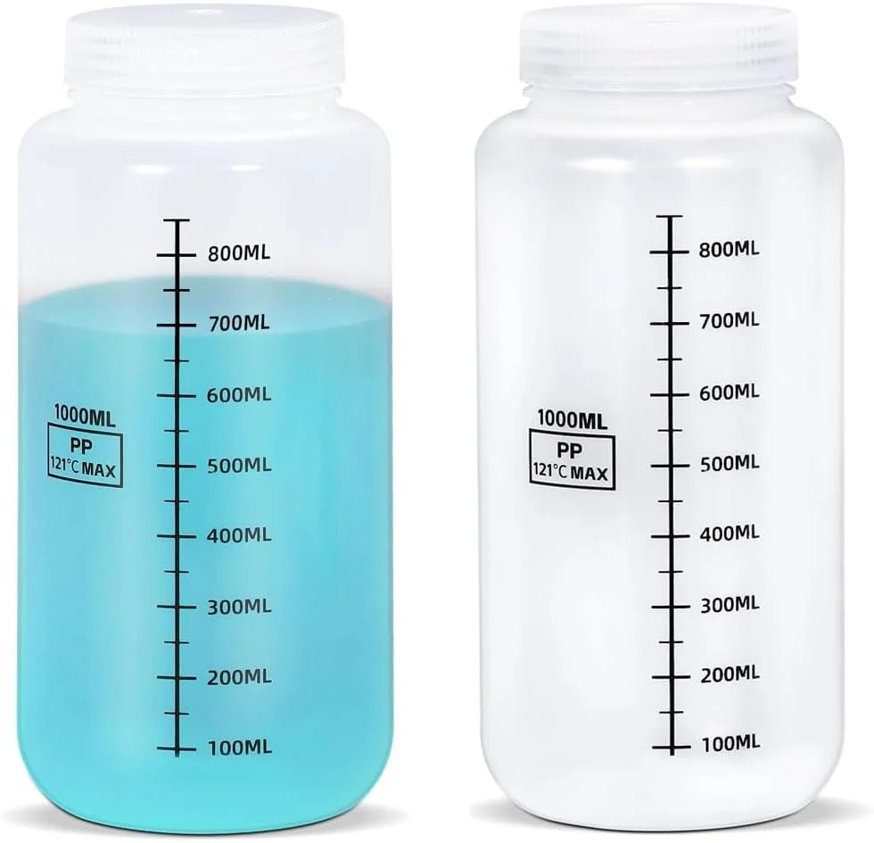 بطری نمونه پلاستیکی، بطری دهان گشاد پلاستیکی 1000 میلی لیتری، بطری معرف آزمایشگاهی 2 عددی، بطری مهر و موم شده نمونه، بطری نمونه آب، برای نمونه های آب، معرف های آزمایشگاهی، ذخیره سازی مایع