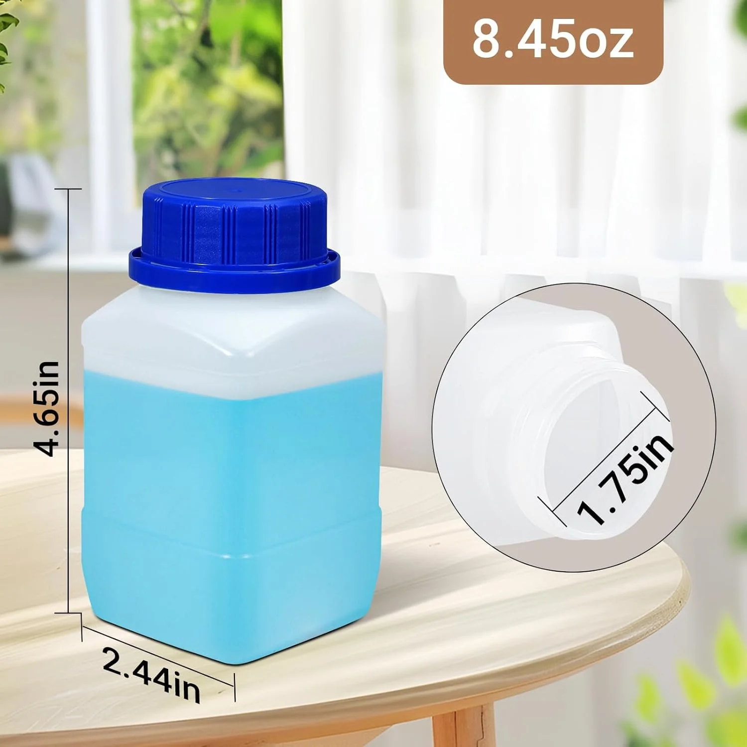 ست 5 عددی بطری پلاستیکی آزمایشگاهی برای مواد شیمیایی، ظرف مربعی برای نگهداری نمونه، بطری پلاستیکی مواد شیمیایی با درب ضد سرقت، بطری پلاستیکی دهان گشاد برای نگهداری و آب بندی نمونه (250 میلی لیتر)