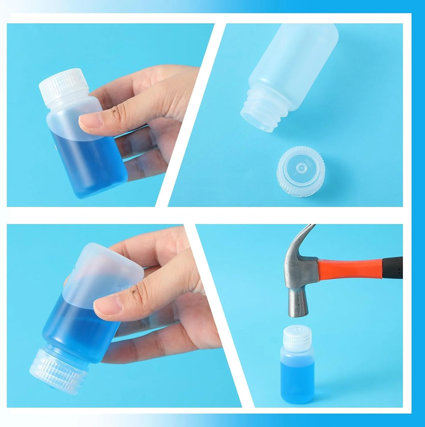 12 عدد بطری پلی پروپیلن دهان گشاد 60 میلی لیتری با درب پیچی - ظروف نمونه پلاستیکی شفاف برای مایعات، آزمایشگاه، کلاس درس و نگهداری در منزل