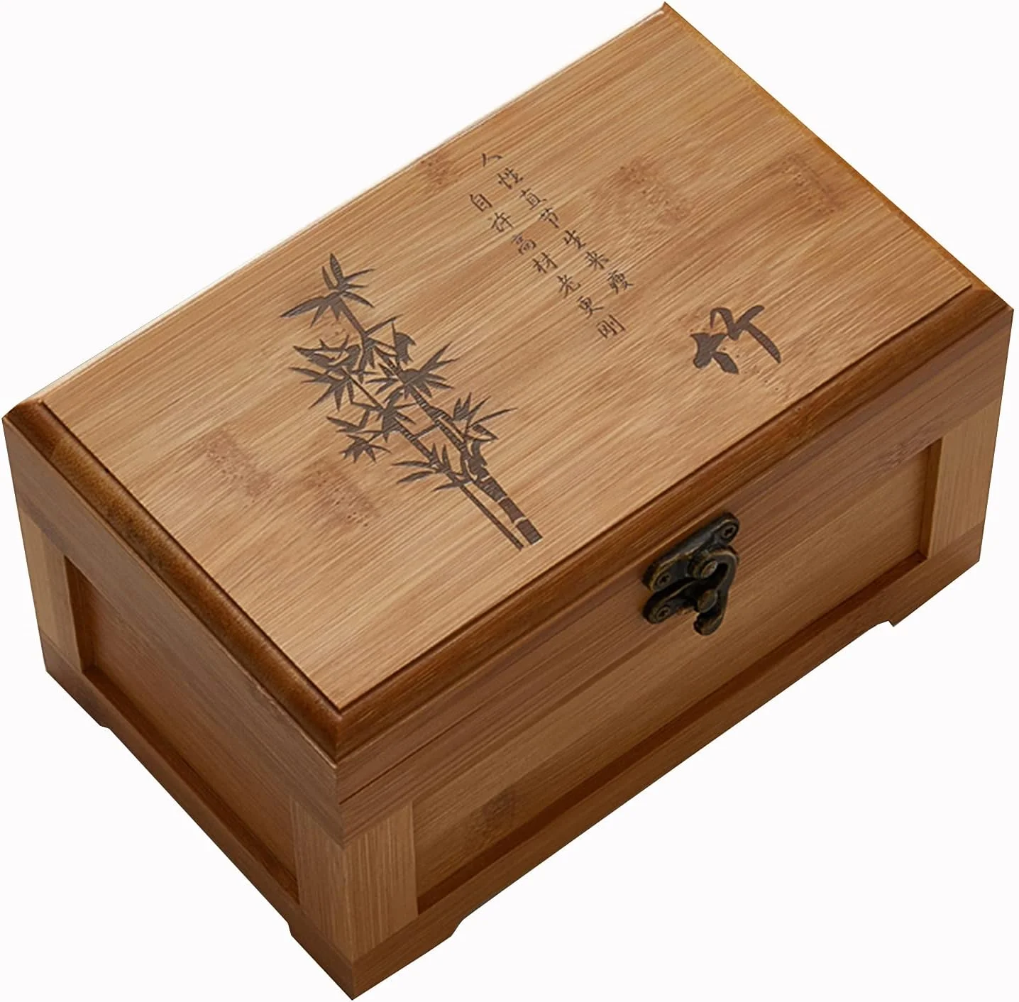 جعبه خیاطی چوبی چند منظوره وینتیج با لوازم جانبی، سبد خیاطی خانگی ساده قابل حمل 20x12.5x11 سانتی متر، بامبو A