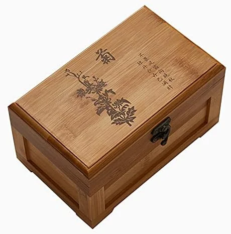 جعبه خیاطی، جعبه خیاطی چوبی چند منظوره و قدیمی با لوازم جانبی، سبد خیاطی خانگی ساده قابل حمل 20x12.5x11 سانتی متر، گل داوودی B