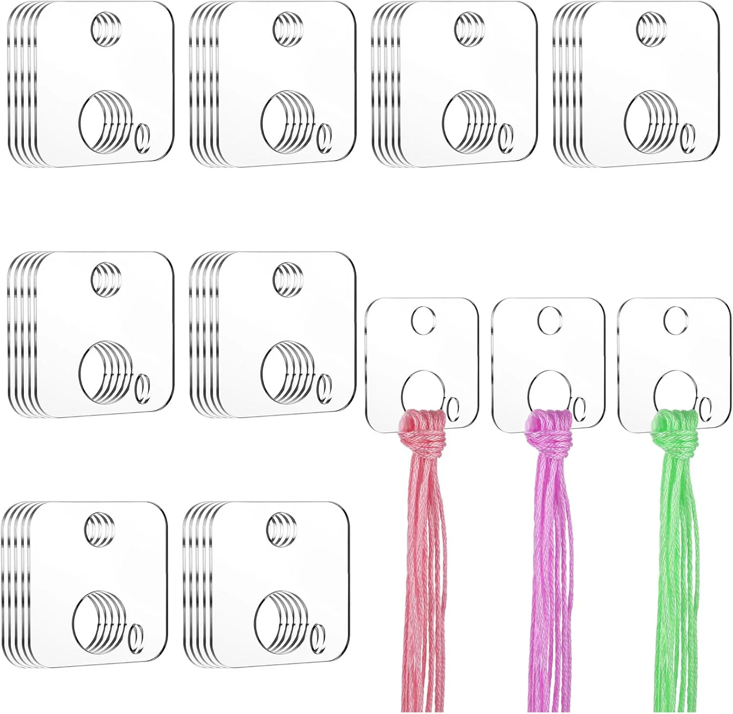 40 عدد آویز نخ گلدوزی اکریلیک، قرقره های اکریلیک مربعی، آویز نخ نخ دوزی، سازمان دهنده های نخ گلدوزی شفاف، قرقره های نخ دوزی برای نگهداری نخ خیاطی صنایع دستی DIY
