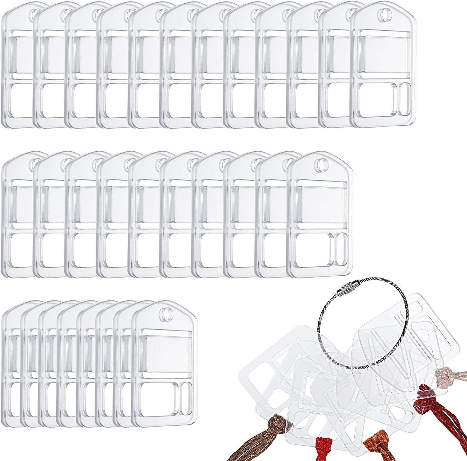 بوبین نخ گلدوزی اکریلیک 30 عددی، بوبین نخ شفاف، سازمان دهنده نخ گلدوزی، بوبین نخ بخیه متقاطع اکریلیک با 1 عدد جاکلیدی برای نگهداری نخ های گلدوزی، خیاطی و صنایع دستی