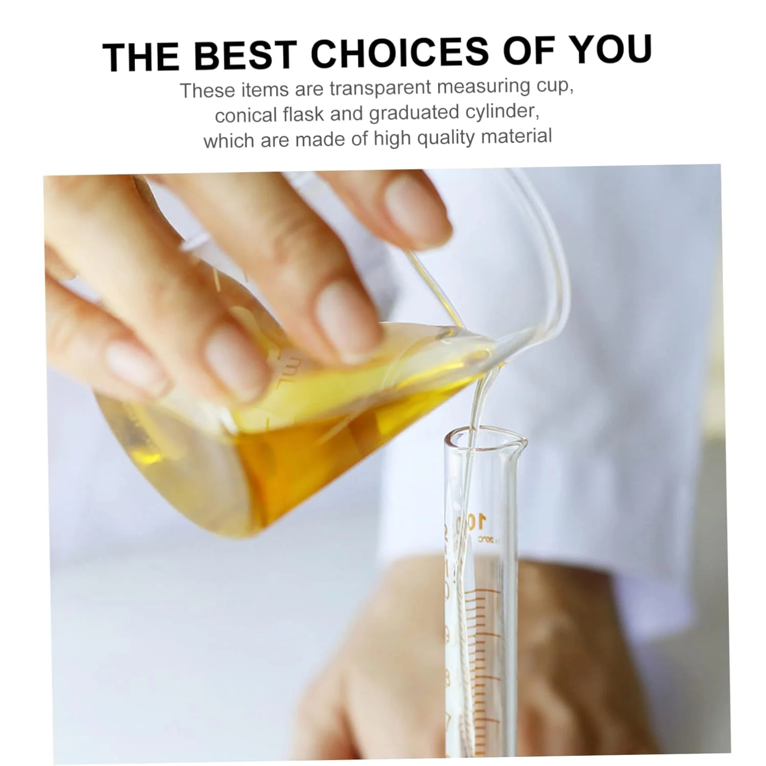 مجموعه 3 عددی ظروف شیشه ای آزمایشگاهی MAGICLULU شامل بشر، ارلن و استوانه مدرج شیشه بوروسیلیکات برای آزمایش های علمی