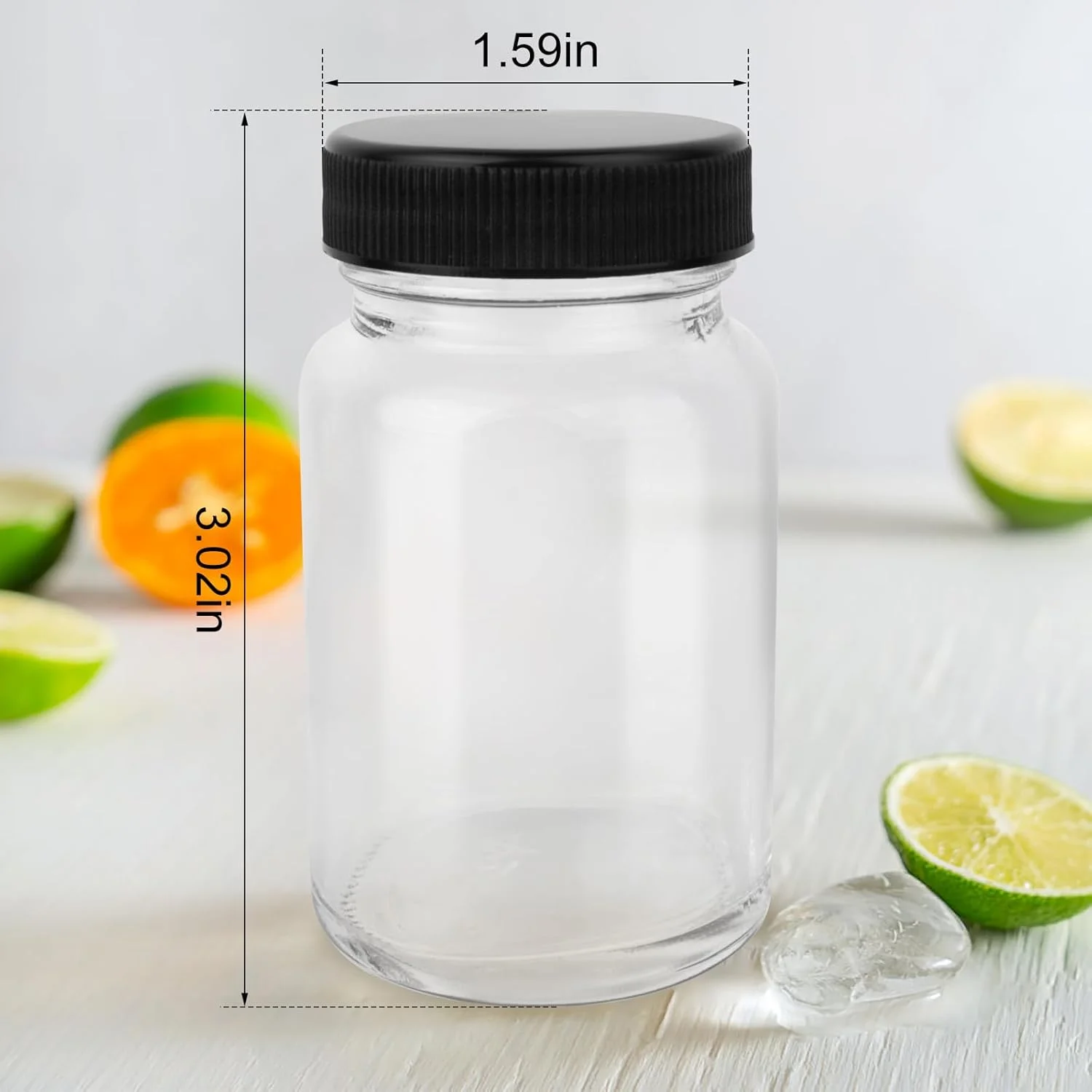 بطری شیشه ای 2oz اسکای لینک، بسته 12 عددی - بطری های کوچک شفاف برای آبمیوه گیری، شات زنجبیل، نگهداری نمونه، کاردستی، مینی ظروف با درب پیچی، ضد نشت و طراحی دهانه گشاد