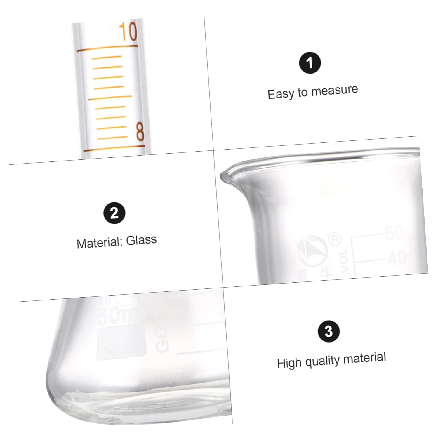 مجموعه 3 عددی ظروف شیشه ای آزمایشگاهی MAGICLULU شامل بشر، ارلن و استوانه مدرج شیشه بوروسیلیکات برای آزمایش های علمی