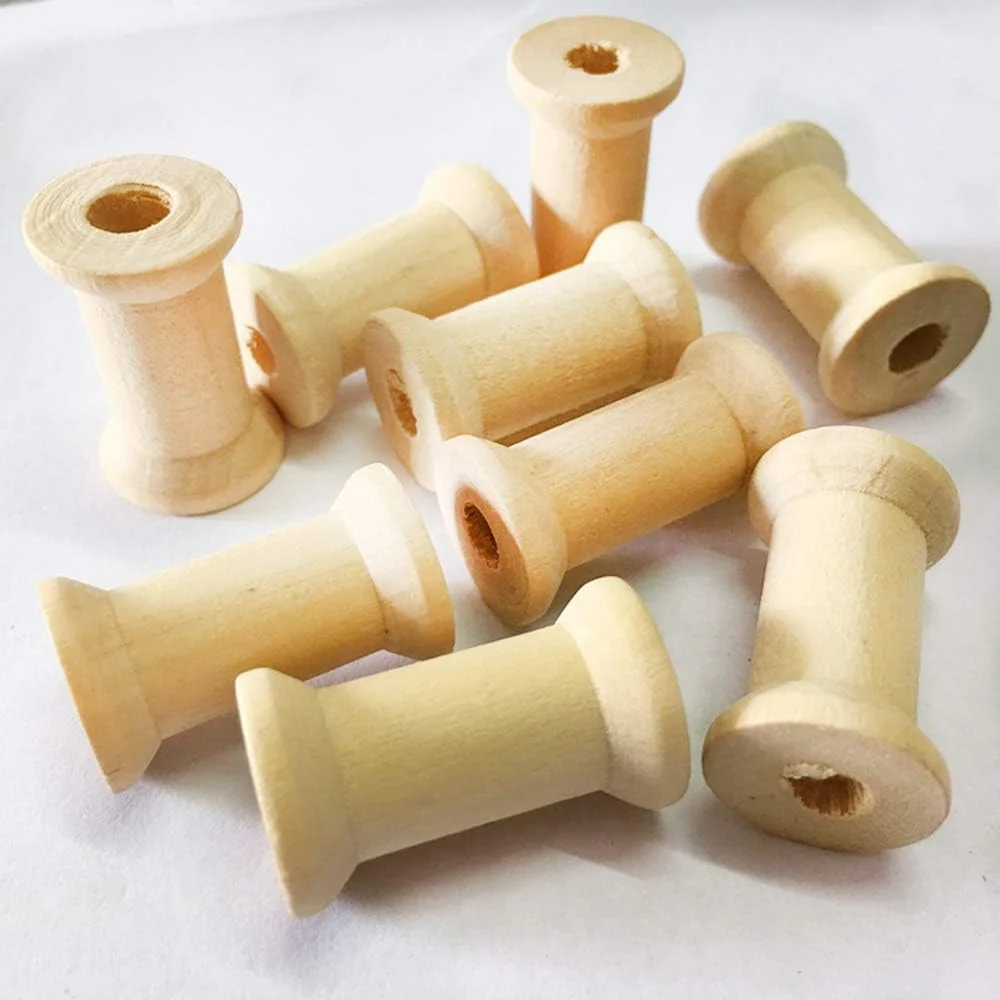 ABchat 20 عدد ماسوره چوبی پرداخت نشده، قرقره نخ، سیم بوبین، لوازم خیاطی 27mmX16mm