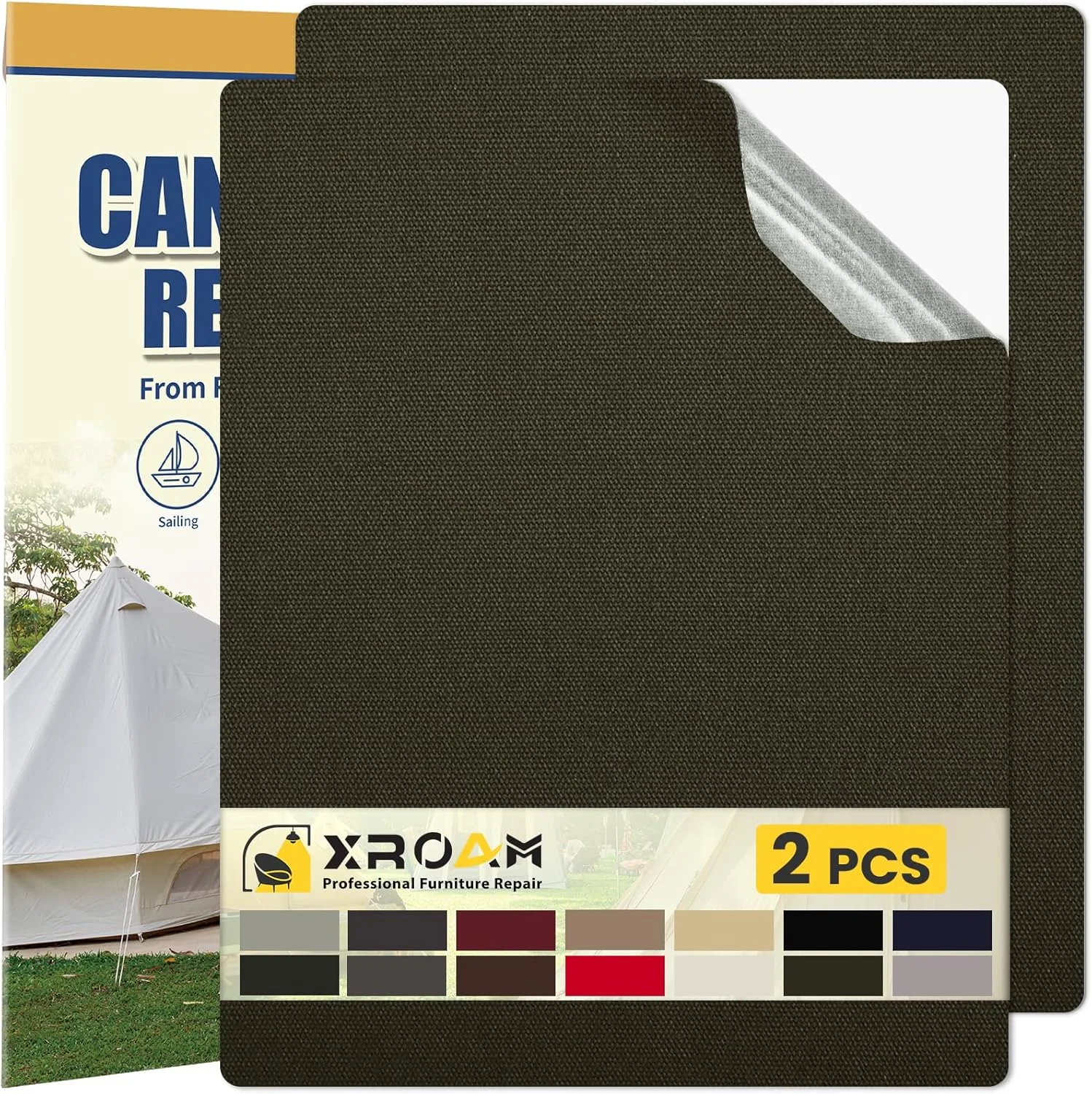 تکه پارچه چسبی، 21 × 30 سانتی متر، تکه های تعمیر پارچه ضد آب، تکه پارچه چسبی بیرونی برای مبل، چادر، صندلی، سالن، سایبان، پرده، سبز ارتشی