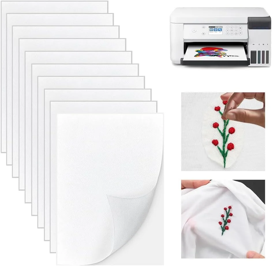 آدرتوس 10 برگه تثبیت کننده گلدوزی محلول در آب A4، کاغذ گلدوزی چسبنده حل شونده، پشتیبان تثبیت کننده گلدوزی قابل شستشو برای گلدوزی ماشینی و دوخت دستی، وزن سبک 30 گرم، 30x21 سانتی متر