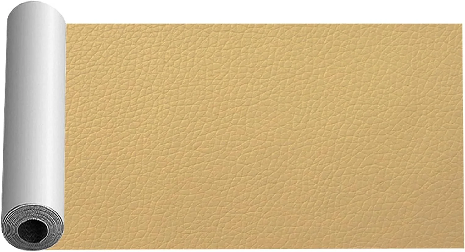 برچسب تعمیر چرم خود چسب، کیت تعمیر پارگی چرم برای مبلمان، کیت تعمیر وینیل برای صندلی ماشین، روکش صندلی، مبل (خاکی، 60x150 سانتی متر)