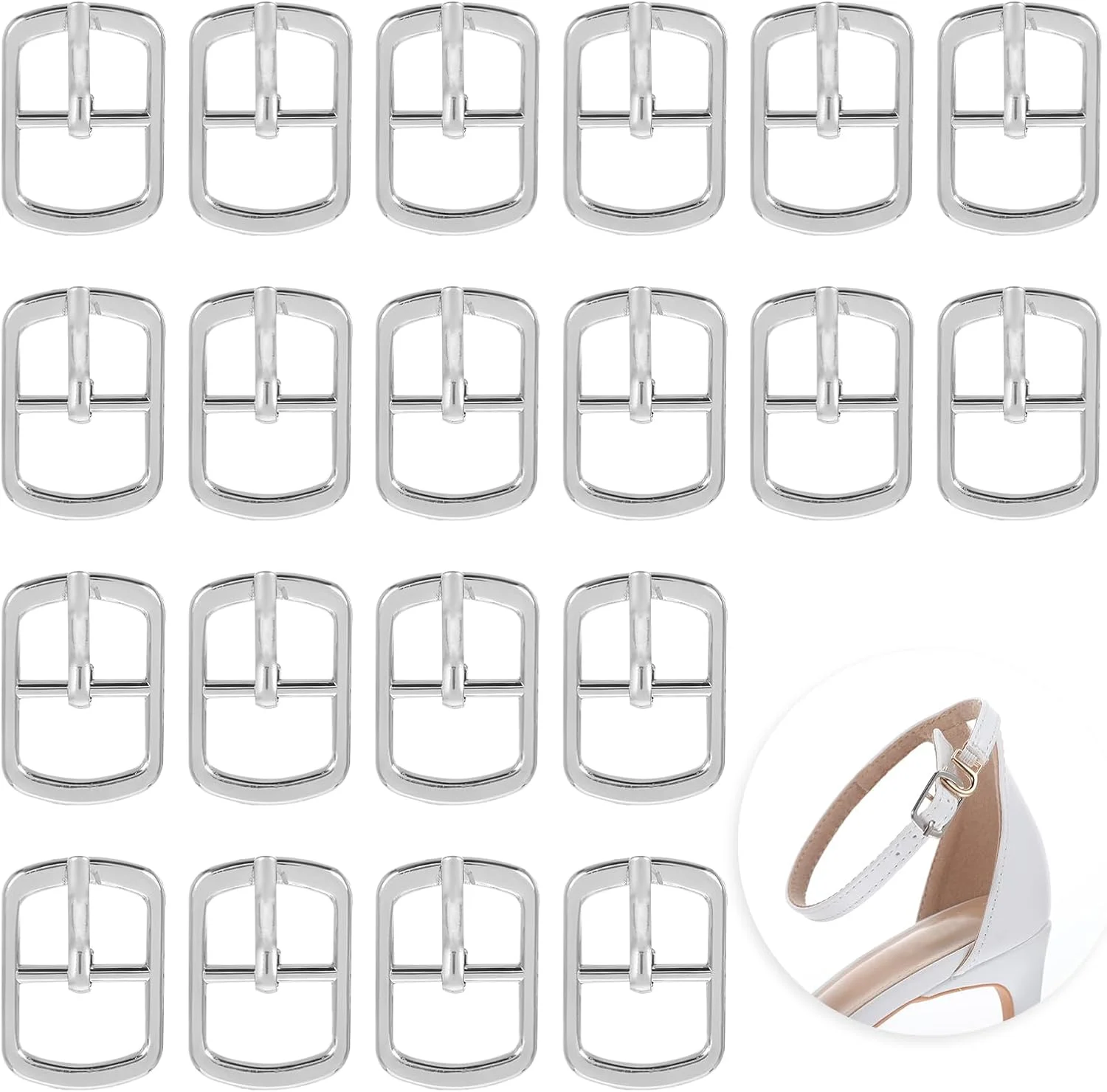 20 عدد سگک کفش فلزی تک زبانه، سگک های کشویی قابل تنظیم، سگک غلتکی چند منظوره برای صنایع دستی چرمی، پین سخت افزاری برای کیف کفش کمربند چرمی جایگزین کوله پشتی