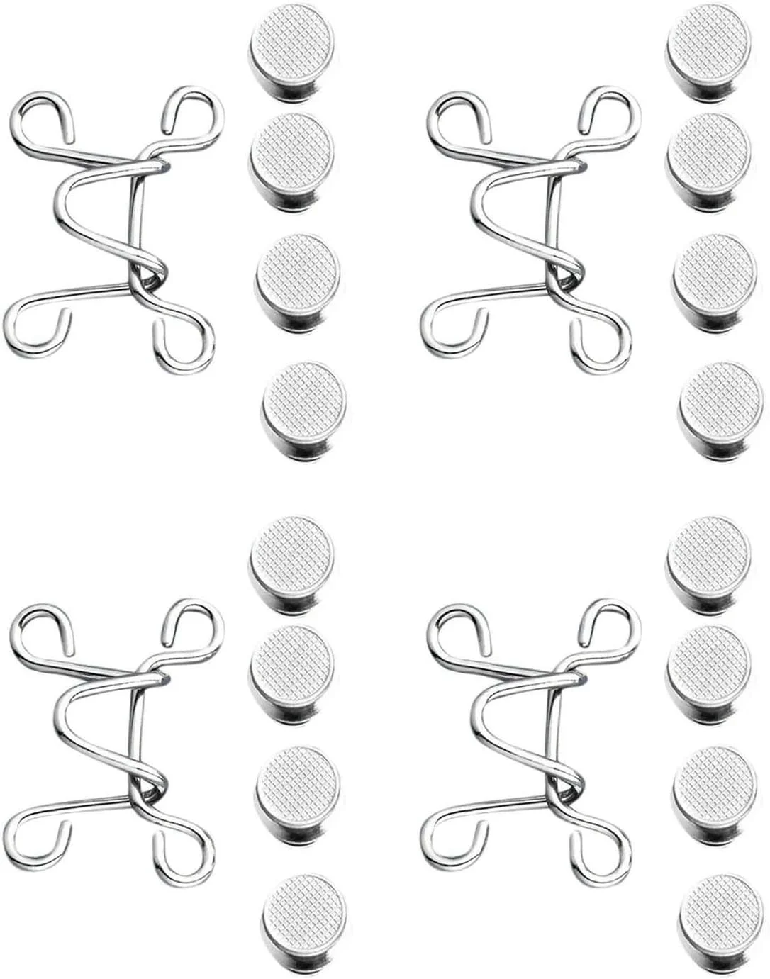 ست 24 عددی دکمه تنظیم کمر قابل تنظیم، گیره دکمه شلوار جین قابل استفاده مجدد، سفت کننده کمر شلوار بدون نیاز به دوخت، مناسب برای شلوار جین، دامن و شلوار گشاد (4 ست، نقره ای)