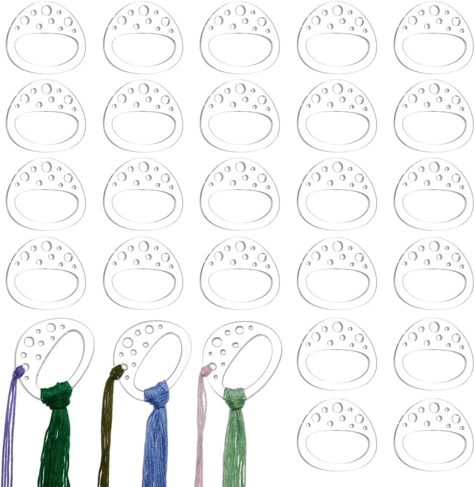 آهندمیکر 30 عدد قرقره نخ دندان اکریلیک شفاف، قطره نخ اکریلیک بیضی شکل، تخته های سیم پیچی نخ برای دوخت صنایع دستی DIY