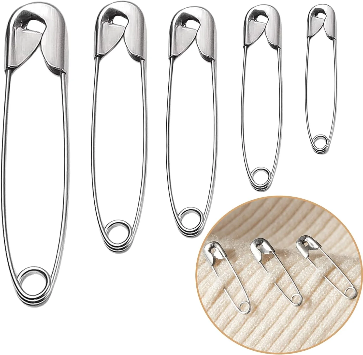 بسته 50 عددی سنجاق قفلی AidShunn، سایزهای مختلف کوچک، متوسط و بزرگ برای لباس، هنر، صنایع دستی، خیاطی، لبه دوزی، پارچه، پوشاک، فولاد نیکل اندود شده قوی، سنجاق های DIY