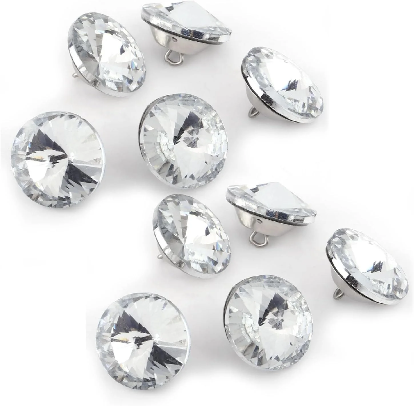 دکمه های کریستالی نگین دار AILOOCEDI، 50 عدد، برای خیاطی، کاردستی و تزئینات DIY، جنس شیشه ای درخشان، ایده آل برای مبلمان چوبی، مبل (20 میلی متر)
