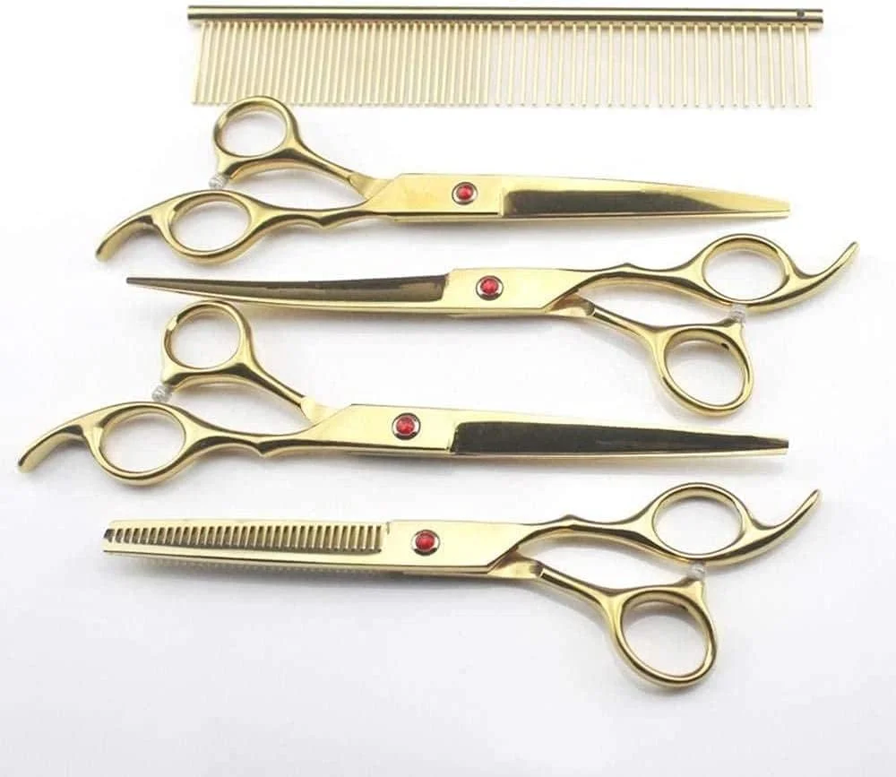 ست قیچی آرایشگری ENPAP طلایی 6 اینچی چپ دست مناسب آرایشگاه، منزل، آقایان و بانوان