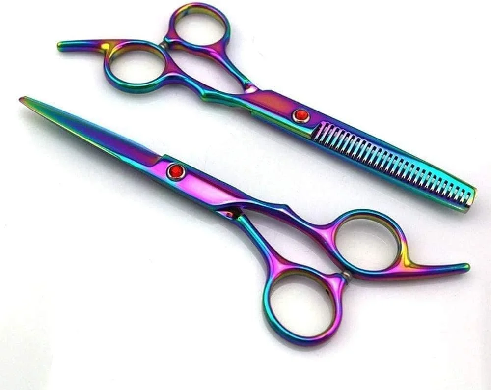 قیچی آرایشگری ENPAP، قیچی پیرایش 6 اینچی، ست حرفه ای آرایشگری، قیچی تخت + قیچی اره ای (رنگ: هفت رنگ) قیچی آرایشگری ENPAP، قیچی پیرایش 6 اینچی، ست حرفه ای آرایشگری، قیچی تخت + قیچی اره ای (رنگ: هفت رنگ)