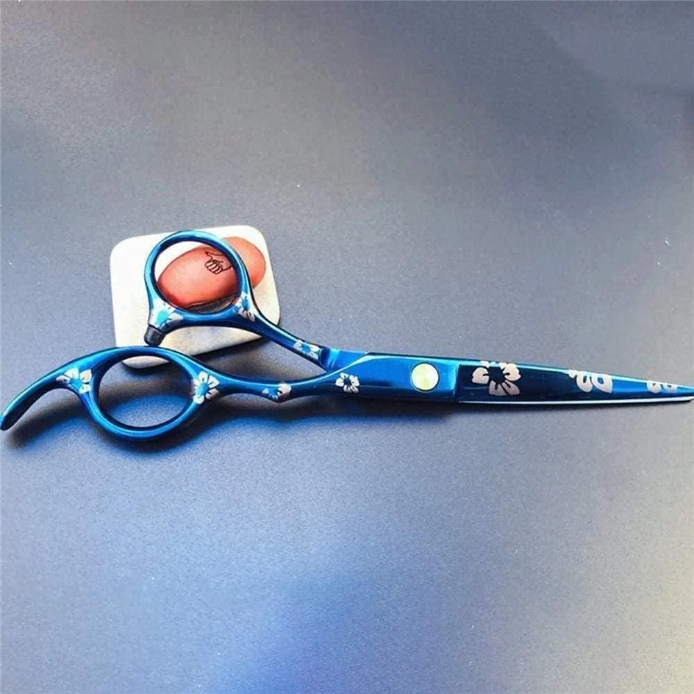 قیچی آرایشگری حرفه ای ENPAP با دسته دندانه دار L شکل نقره ای رنگ 15.2 سانتی متر فولاد 440C مناسب آرایشگاه یا استفاده خانگی (رنگ: 6)