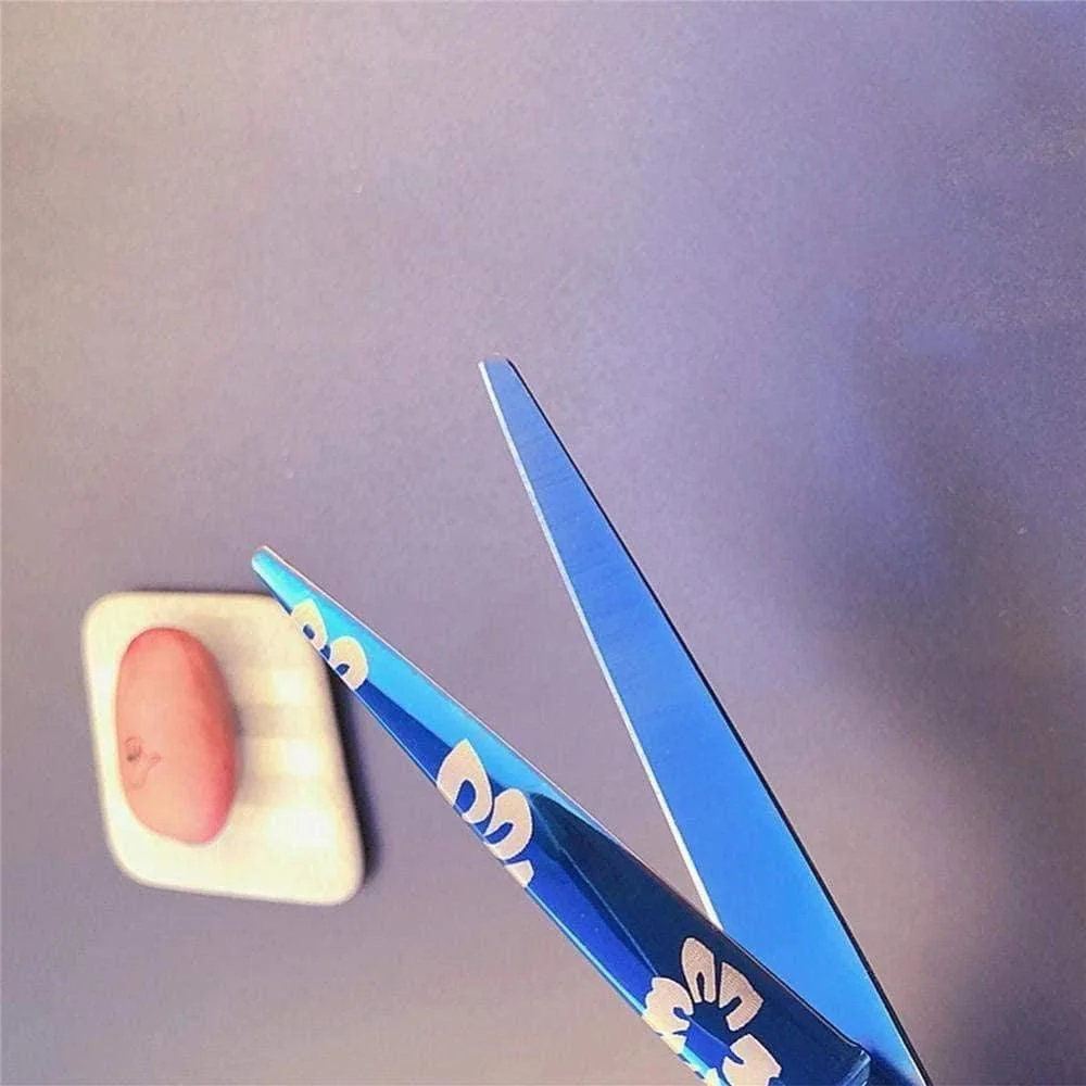 قیچی آرایشگری حرفه ای ENPAP با دسته دندانه دار L شکل نقره ای رنگ 15.2 سانتی متر فولاد 440C مناسب آرایشگاه یا استفاده خانگی (رنگ: 6)