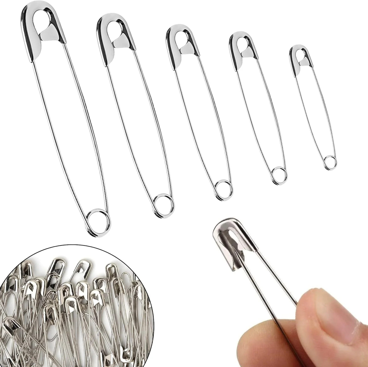 سنجاق قفلی 200 عددی ALOUD CREATIONS | سنجاق قفلی برای ساری زنانه | سنجاق قفلی برای ساری | سنجاق قفلی عمده | سنجاق قفلی بزرگ | سنجاق قفلی برای لباس | بسته 200 عددی در 5 سایز مختلف