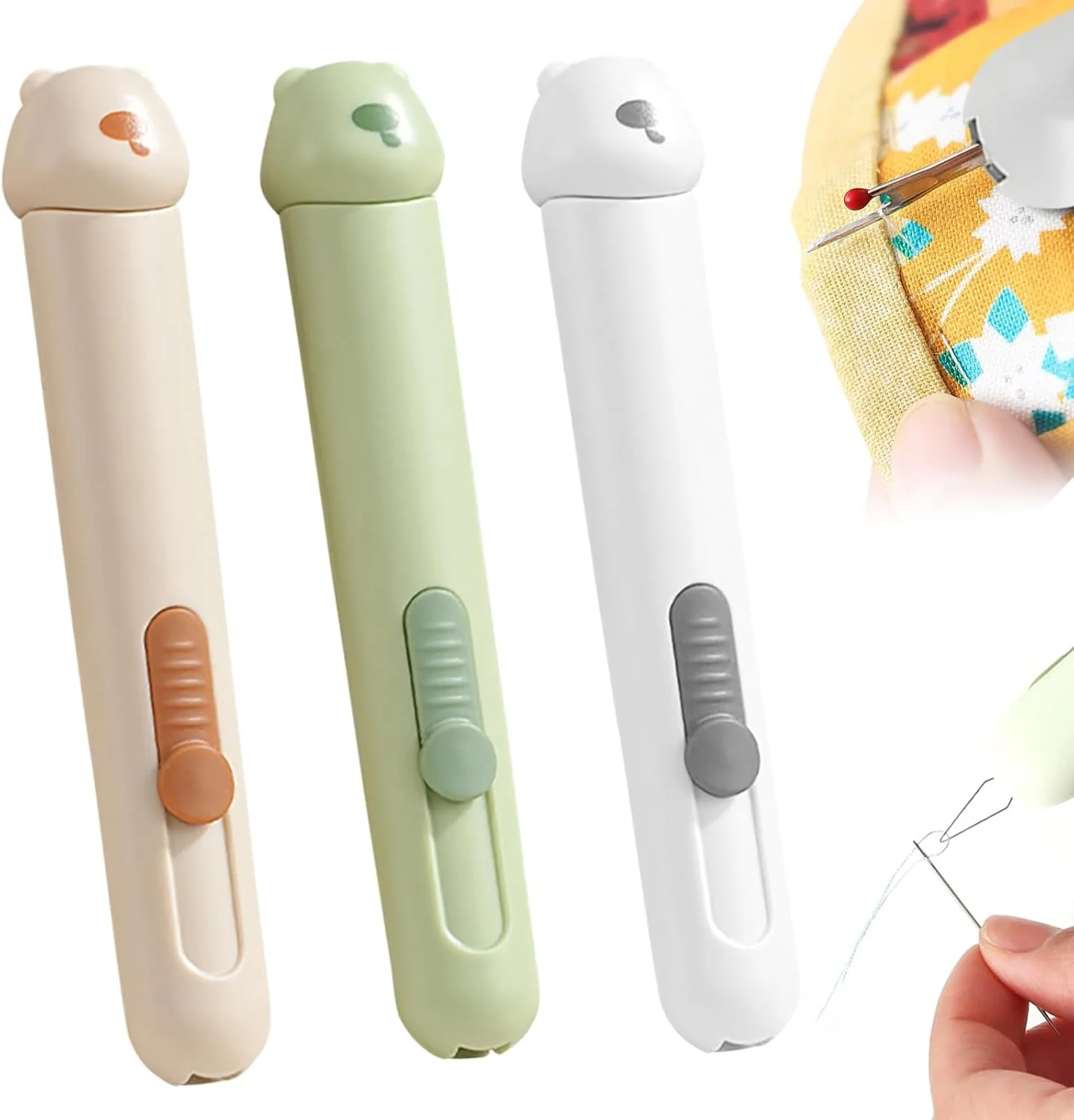 نخ‌کش سوزن آلووز 3 در 1، بشکاف با محفظه نگهداری سوزن، ابزار جداکننده درز نخ‌کش سوزن، ابزار نخ‌کشی کشسان برای لوازم خیاطی و صنایع دستی