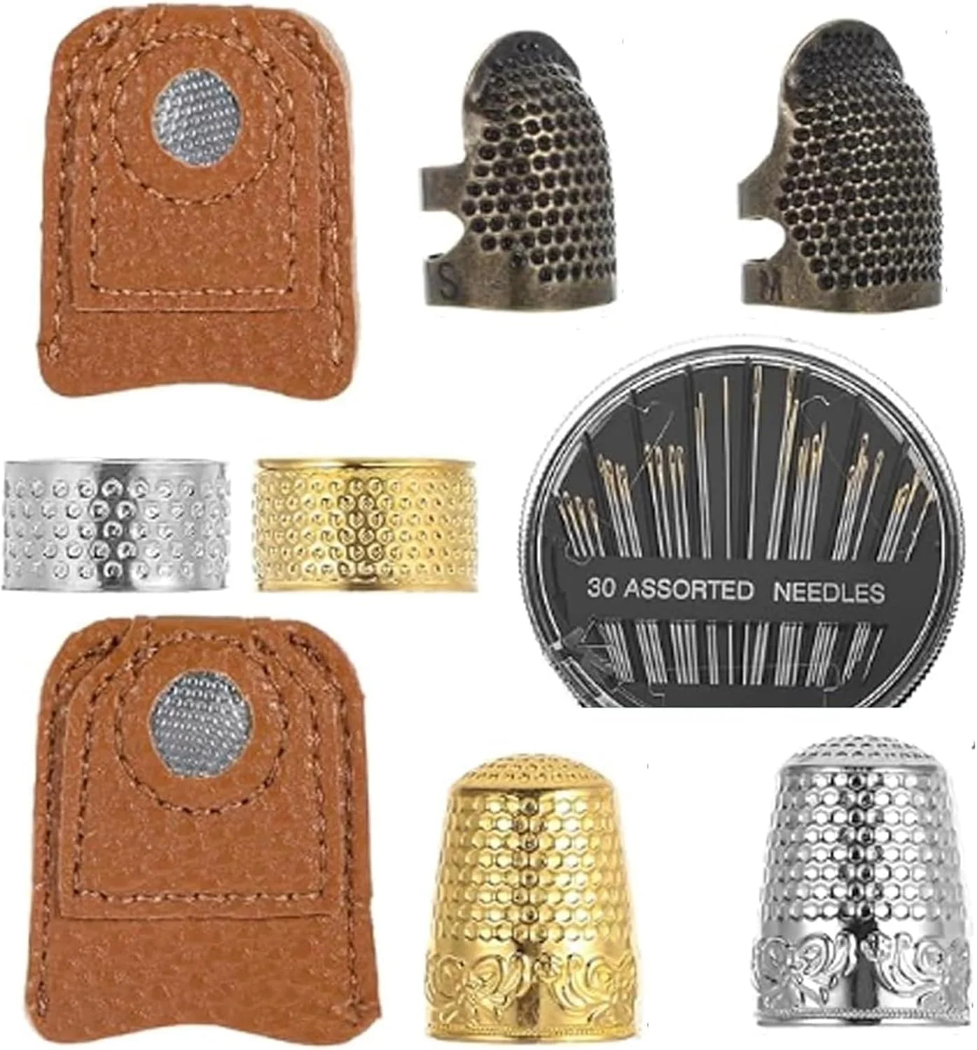 ست انگشتانه خیاطی 9 تکه Alriedy - انگشتانه های فلزی و چرمی ممتاز | محافظ انگشت قابل تنظیم برای خیاطی دستی، گلدوزی و لحاف دوزی | شامل صفحه دوخت و طراحی ضد لغزش | برای مبتدیان و