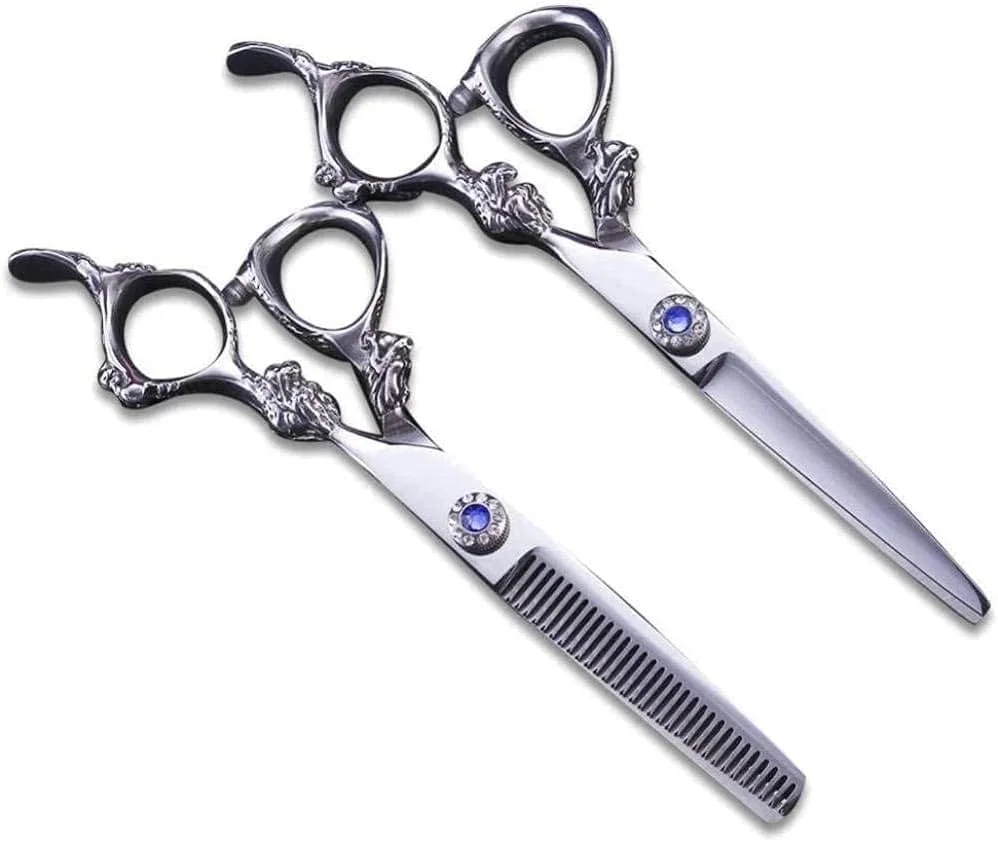 قیچی آرایشگری حرفه ای ENPAP، ست قیچی پیرایشگری 440C، 14 سانتی متر، مشکی، مناسب سالن، آرایشگاه یا استفاده در منزل