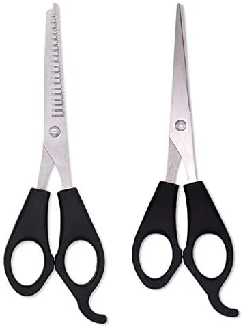 قیچی آرایشگری فرلو، قیچی اصلاح مو، ابزار آرایشگری استیل ضد زنگ برای اصلاح کوتاه مو، چتری و آرایشگری خانگی، قیچی آرایشگری (ست مشکی)