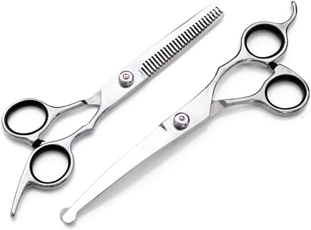 قیچی آرایشگری GBMULG ابزار پیرایش مو نقره ای مد روز مجموعه قیچی آرایشگری حیوانات خانگی قیچی آرایشگری ابزار زیبایی پیرایش مو مجموعه دندانه دار قیچی تخت