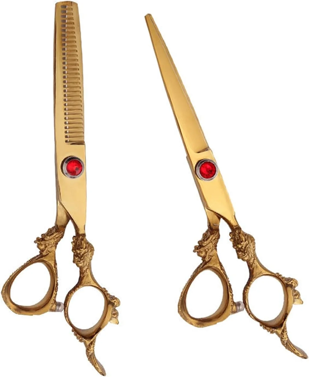 ست ابزار آرایشگری مو طلایی 6.0 اینچی، قیچی، قیچی آرایشگری، قیچی تخت، قیچی چتری، قیچی دندانه دار، قیچی های اصلاح مو