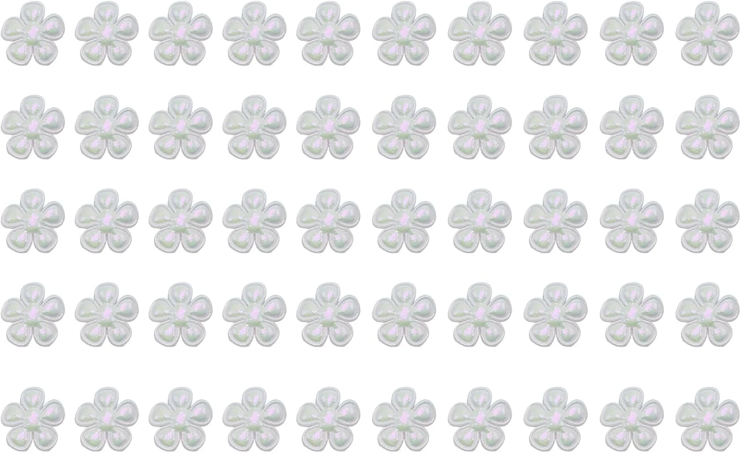 50 عدد تکه دوزی گل سفید، تکه های چرمی PU برای دوخت، تزئینات گل رنگین کمانی برای لباس، کیف، دکور پولک دار 2 سانتی متر