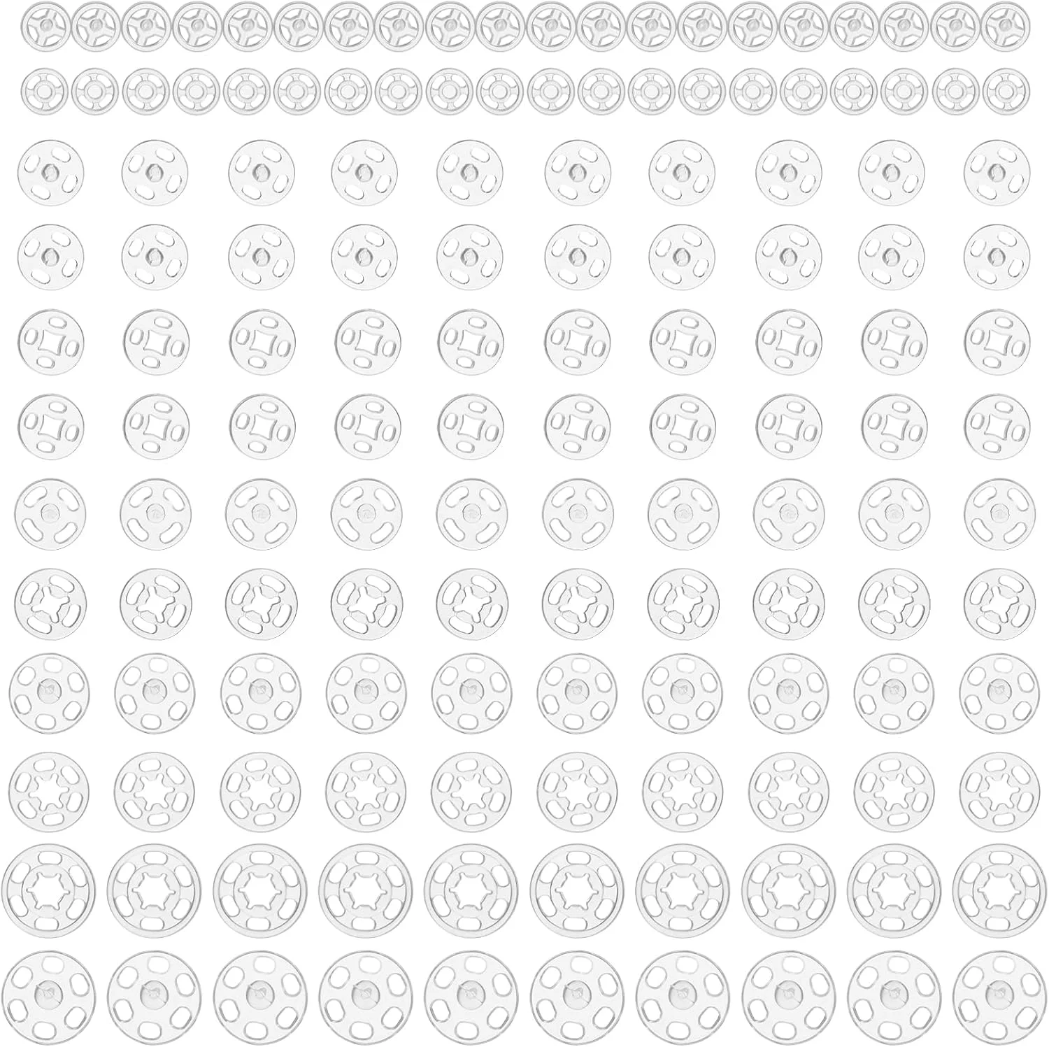140 ست دکمه فشاری پلاستیکی AOZUO، دکمه های فشاری نامرئی برای دوخت پیراهن، لباس، کاردستی DIY، جایگزینی دکمه، 7 میلی متر، 10 میلی متر، 12 میلی متر، 15 میلی متر، 20 میلی متر