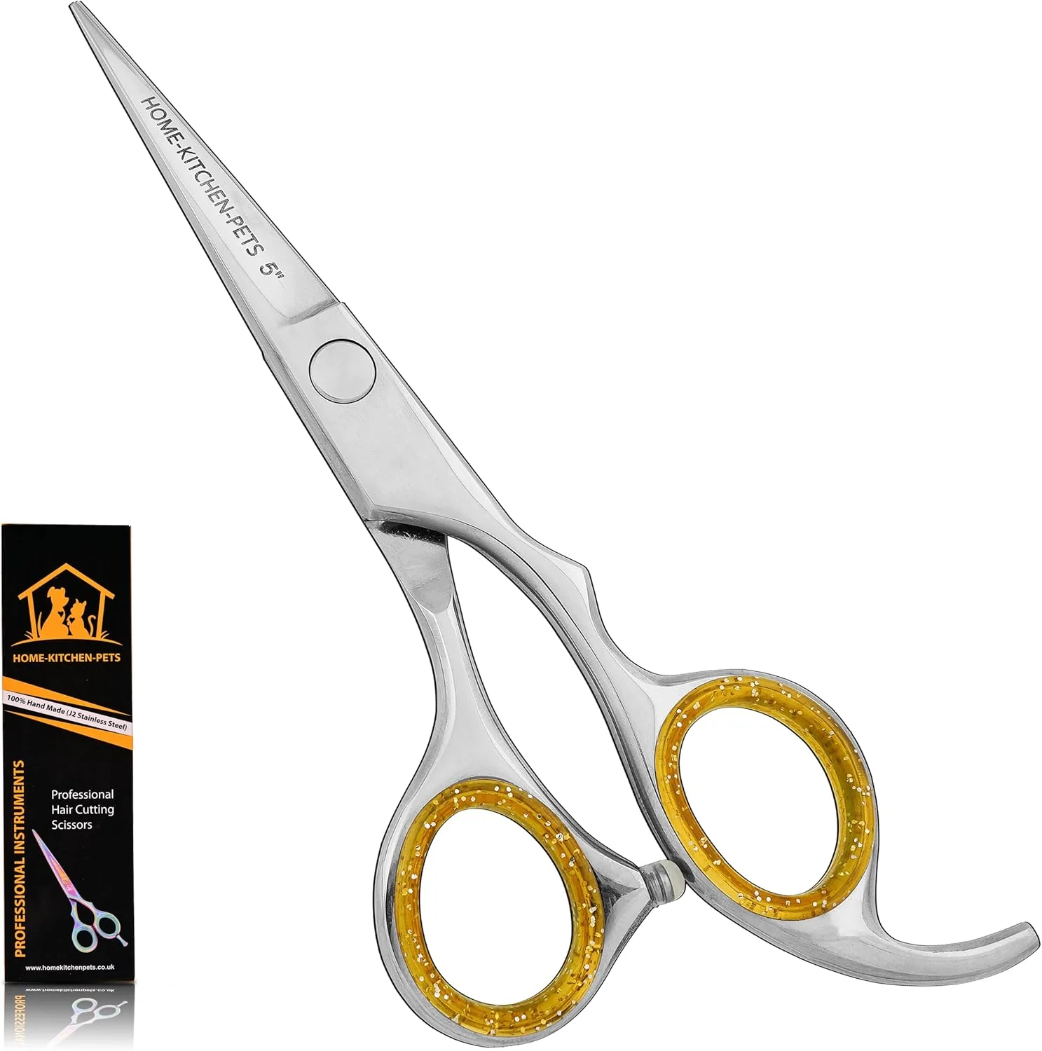 قیچی آرایشگری پیرایش مو برای آرایشگران حرفه ای قیچی مو استیل ضد زنگ - مناسب برای لوازم جانبی آرایشگاه، مردان، زنان، کودکان و قیچی مو بزرگسالان (نقره ای طلایی-SC1, 5)