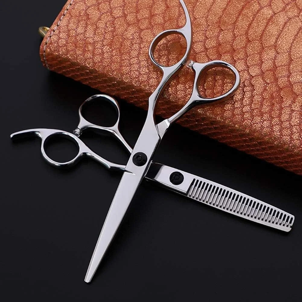 قیچی آرایشگری 6.0 اینچ - ست قیچی آرایشگری حرفه ای با قیچی های تیز آرایشگری و قیچی های پیتاژ سبک برای اصلاح مو، سالن، آرایشگاه یا استفاده خانگی