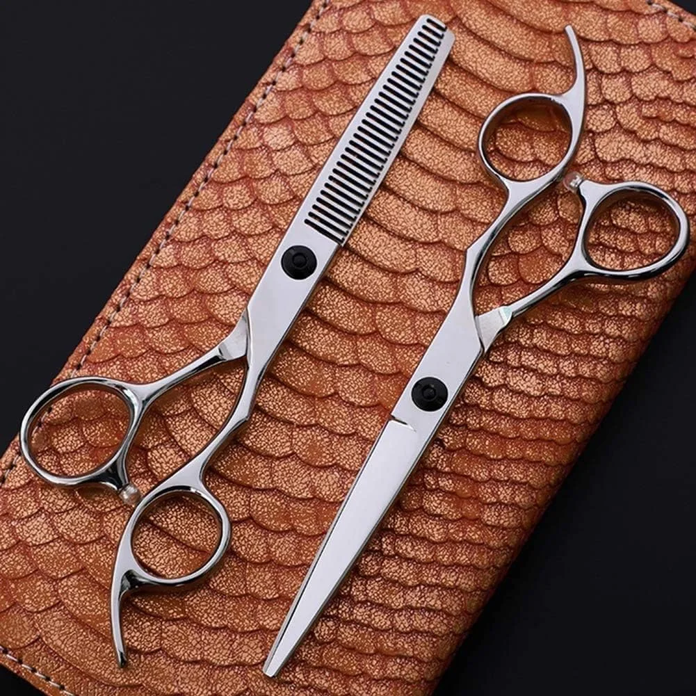 قیچی آرایشگری 6.0 اینچ - ست قیچی آرایشگری حرفه ای با قیچی های تیز آرایشگری و قیچی های پیتاژ سبک برای اصلاح مو، سالن، آرایشگاه یا استفاده خانگی