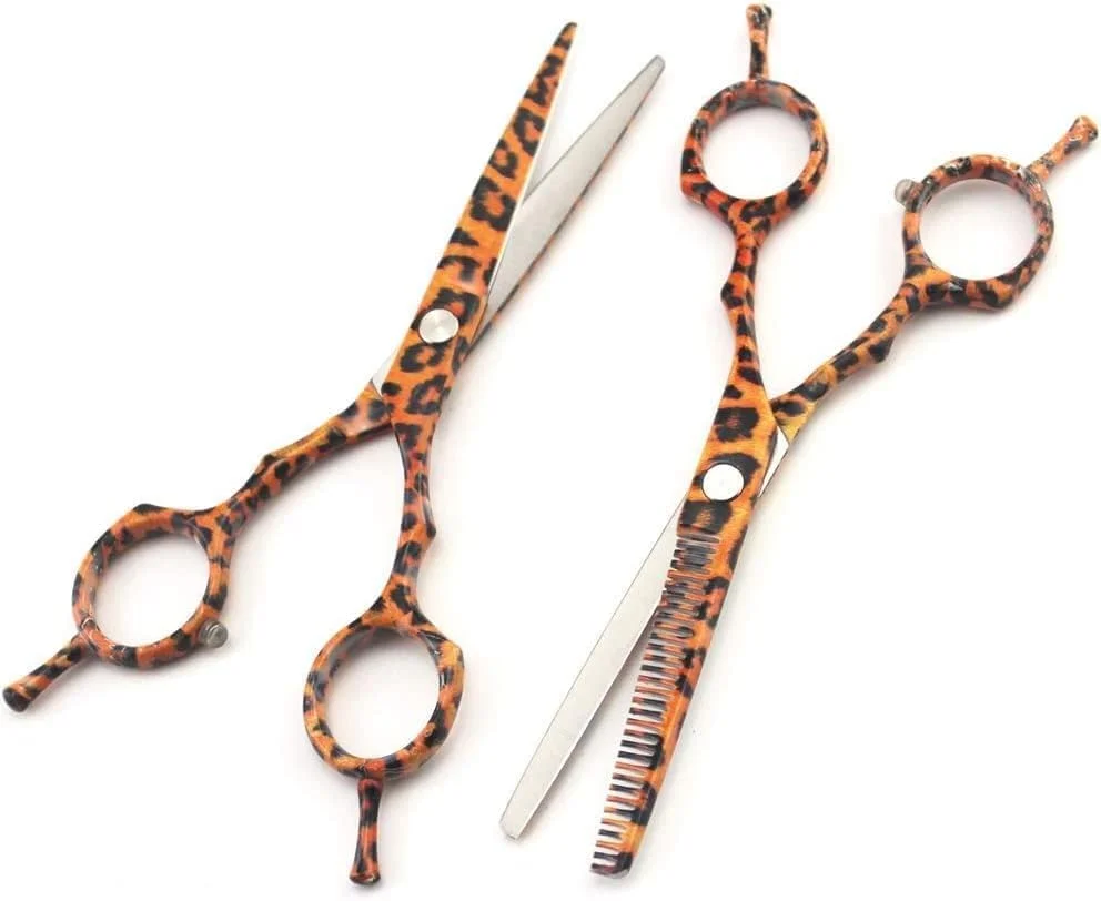 قیچی آرایشگری دو طرفه دندانه دار، قیچی مو برای سالن و استفاده خانگی، قیچی آرایشگری استیل ضد زنگ برای آرایشگاه، برش صاف 5.5 اینچ مجموعه 5.5 اینچی