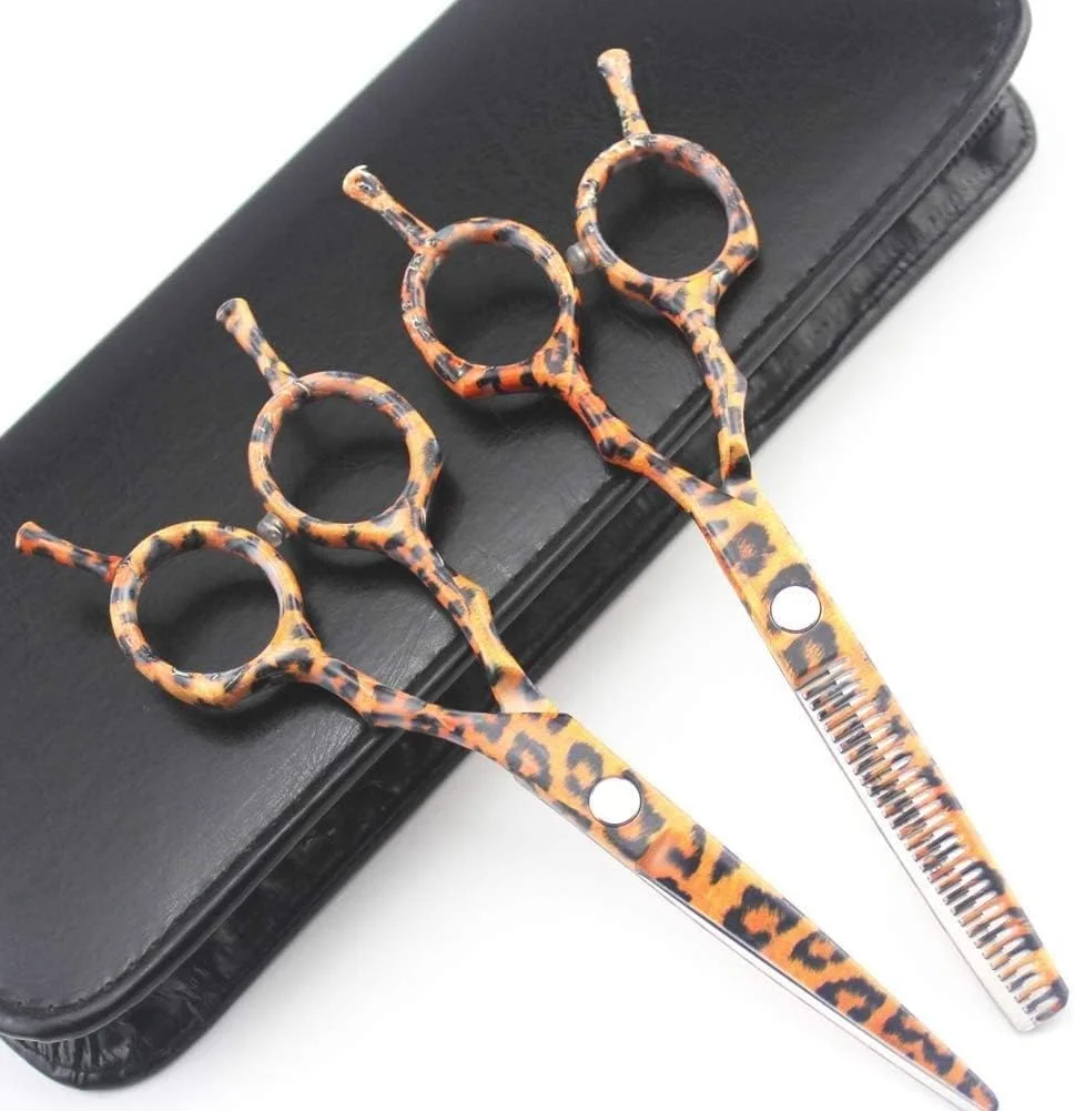 قیچی آرایشگری دو طرفه دندانه دار، قیچی مو برای سالن و استفاده خانگی، قیچی آرایشگری استیل ضد زنگ برای آرایشگاه، برش صاف 5.5 اینچ مجموعه 5.5 اینچی