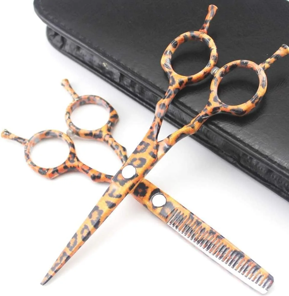 قیچی آرایشگری دو طرفه دندانه دار، قیچی مو برای سالن و استفاده خانگی، قیچی آرایشگری استیل ضد زنگ برای آرایشگاه، برش صاف 5.5 اینچ مجموعه 5.5 اینچی