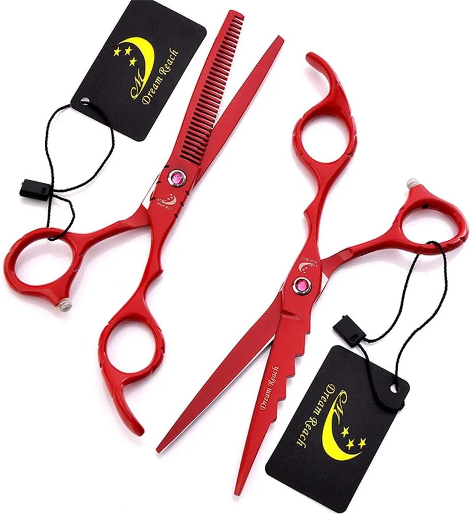 ست قیچی آرایشگری حرفه ای 6 اینچی فولاد 440C، قیچی آرایشگری، قیچی پیتاژ، کوتاهی مو، لوازم آرایشگاهی